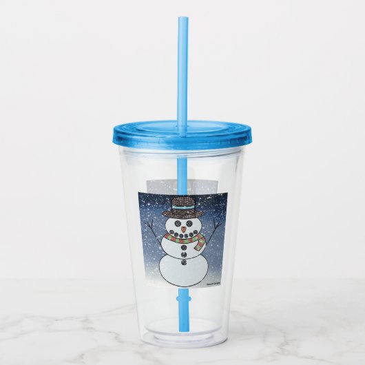 Schneemann mit BG - Akrylcup Acryltrinkbecher (Vorderseite)