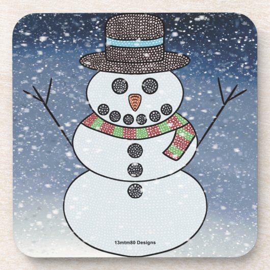 Schneemann mit BG - Kunststoff-Untersetzer Getränkeuntersetzer (Vorderseite)
