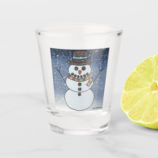 Schneemann mit BG - Shot Glass Schnapsglas (Vorderseite)