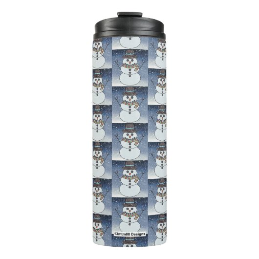 Schneemann mit BG - Thermal Tumbler Thermosbecher (Vorderseite)
