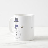 Schneemann mit blauem Schal und passender Mütze Kaffeetasse (Vorderseite Links)