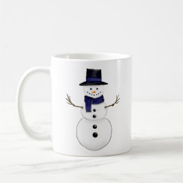 Schneemann mit blauem Schal und passender Mütze Kaffeetasse