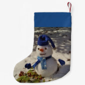 Schneemann mit Blauhut, Handschuhen und Scarf Kleiner Weihnachtsstrumpf (Rückseite)