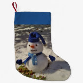 Schneemann mit Blauhut, Handschuhen und Scarf Kleiner Weihnachtsstrumpf (Vorderseite)