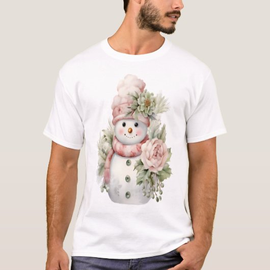 Schneemann mit Blume T-Shirt (Vorderseite)