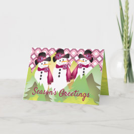 Schneemann mit Burgund Feiertagskarte