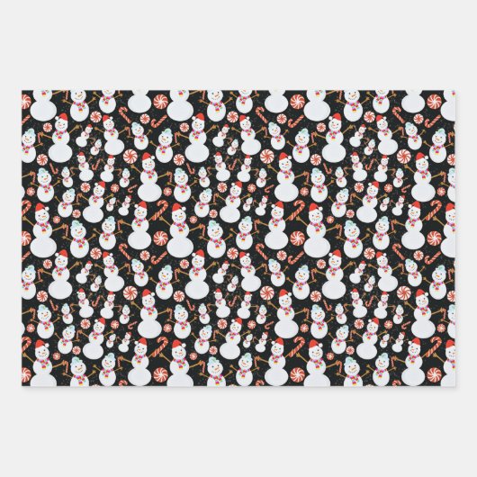 Schneemann mit Candy Canes und Weihnachtsliedern Geschenkpapier Set (Vorderseite 3)