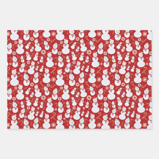 Schneemann mit Candy Canes und Weihnachtsliedern Geschenkpapier Set (Vorderseite 2)