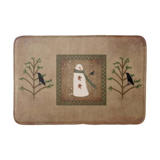 Schneemann mit Crow Bath Mat Badematte (Vorderseite)