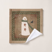 Schneemann mit Crow-Handtuch-Set Badhandtuch Set (Waschlappen)