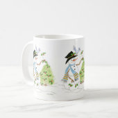 Schneemann mit einem Blaumeise Kaffeetasse (Vorderseite Links)