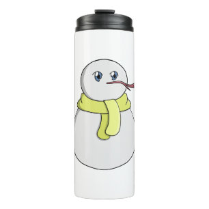 Schneemann mit einem gelben Schal Thermosbecher