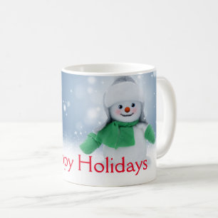 Schneemann mit einem grünen Schal Kaffeetasse