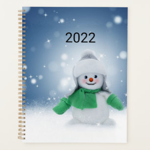 Schneemann mit einem grünen Schal Planer