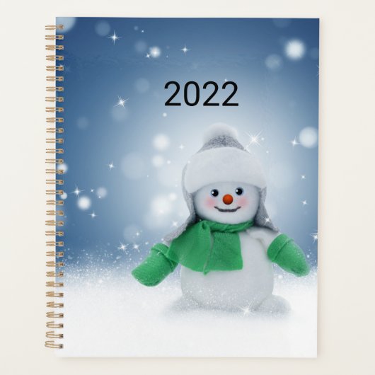 Schneemann mit einem grünen Schal Planer (Vorderseite)