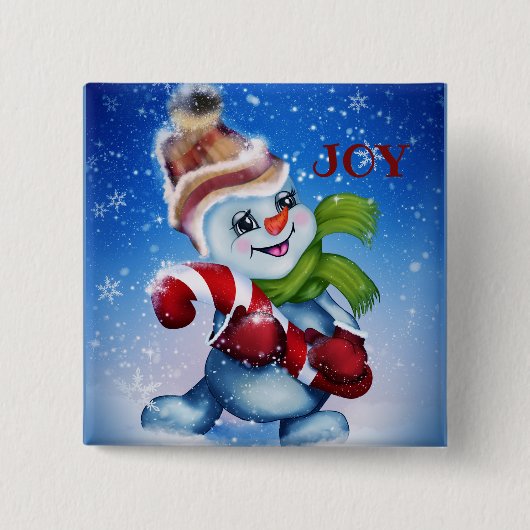 Schneemann mit einem Schal Button (Vorderseite)