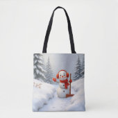 Schneemann mit einer roten Schaufel Tasche (Vorderseite)