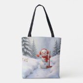 Schneemann mit einer roten Schaufel Tasche (Rückseite)