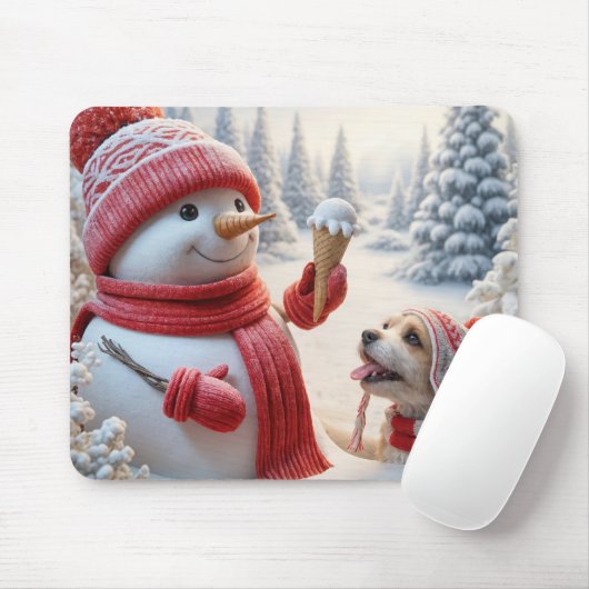 Schneemann mit Eiscreme Mousepad (Mit Mouse)