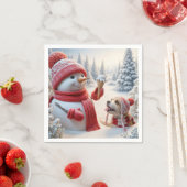 Schneemann mit Eiscreme und Hund Serviette (Beispiel)