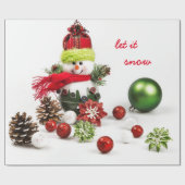 Schneemann mit Flitter und Kiefernkegel-Packpapier Geschenkpapier (Flach)