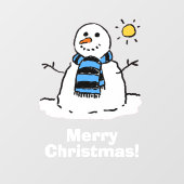 Schneemann mit Frohe Weihnachten Fensteraufkleber (Blatt)