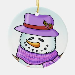 Schneemann mit Frost Keramikornament