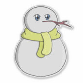 Schneemann mit gelbem Schal Aufkleber (Vorderseite)