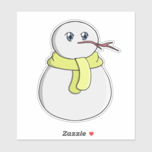 Schneemann mit gelbem Schal Aufkleber