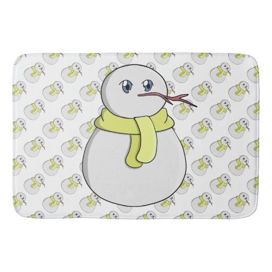 Schneemann mit gelbem Schal Badematte (Vorderseite)