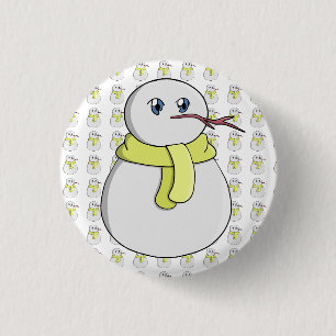 Schneemann mit gelbem Schal Button