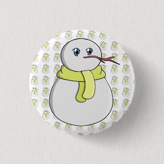 Schneemann mit gelbem Schal Button (Vorderseite)