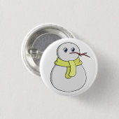 Schneemann mit gelbem Schal Button (Vorne & Hinten)