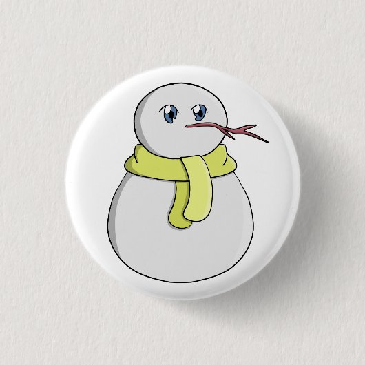 Schneemann mit gelbem Schal Button (Vorderseite)