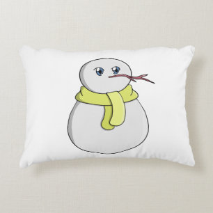 Schneemann mit gelbem Schal Dekokissen