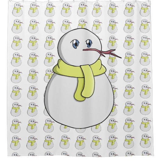 Schneemann mit gelbem Schal Duschvorhang (Vorderseite)