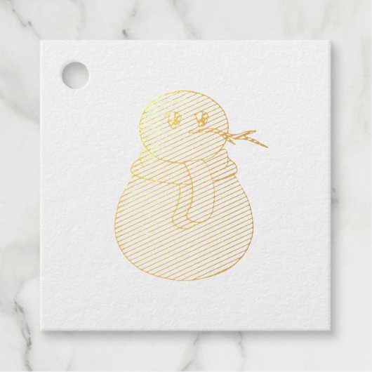 Schneemann mit gelbem Schal Geschenkanhänger (Vorderseite)