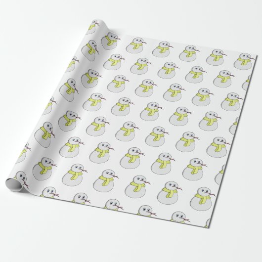 Schneemann mit gelbem Schal Geschenkpapier (Ungerollt)