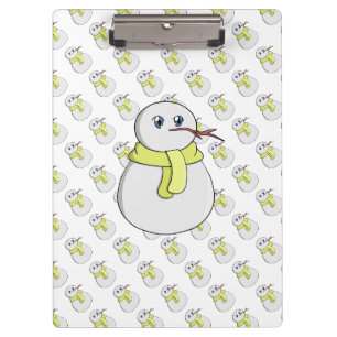 Schneemann mit gelbem Schal Klemmbrett