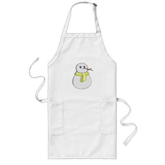 Schneemann mit gelbem Schal Lange Schürze (Vorne)