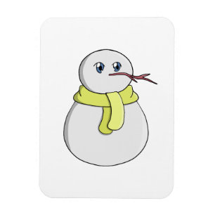 Schneemann mit gelbem Schal Magnet
