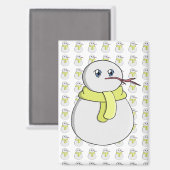 Schneemann mit gelbem Schal Magnet (Vorderseite/Rückseite)