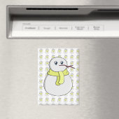 Schneemann mit gelbem Schal Magnet (In Situ (Geschirrspüler))