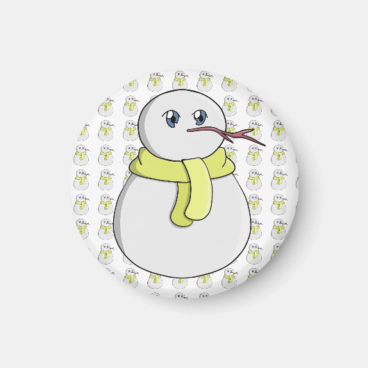 Schneemann mit gelbem Schal Magnet (Vorne)