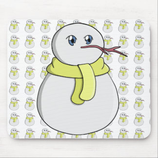 Schneemann mit gelbem Schal Mousepad