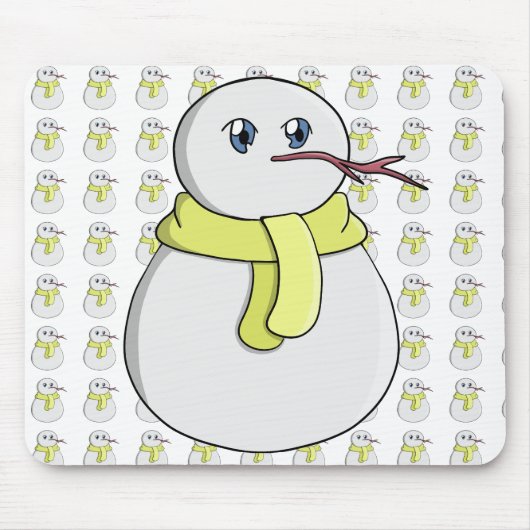 Schneemann mit gelbem Schal Mousepad (Vorne)