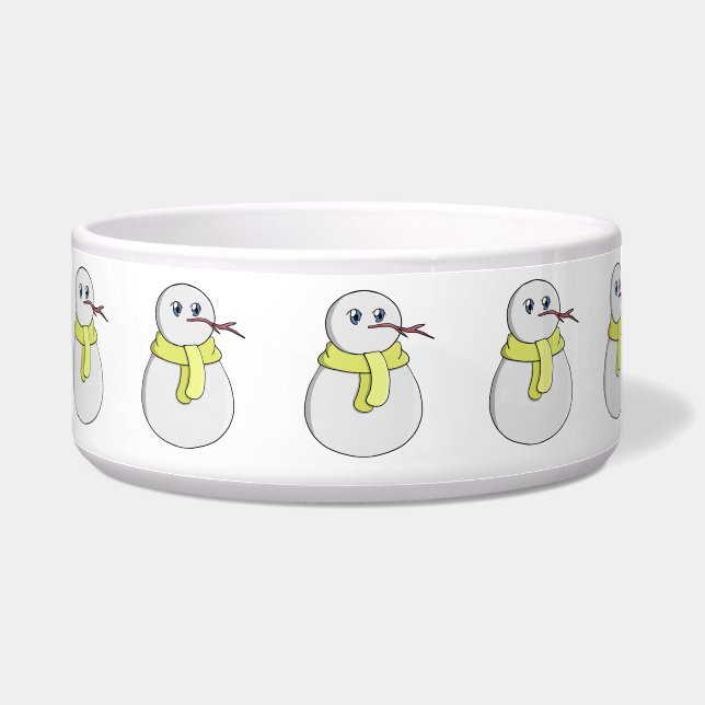 Schneemann mit gelbem Schal Napf (Links)