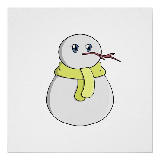 Schneemann mit gelbem Schal Poster (Vorderseite)