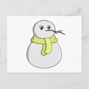 Schneemann mit gelbem Schal Postkarte