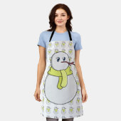Schneemann mit gelbem Schal Schürze (Getragen)
